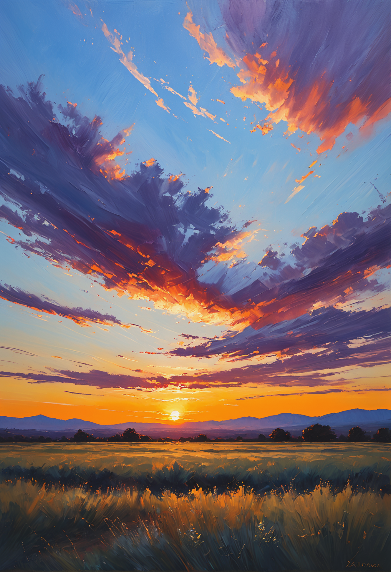 06607-1851932289-a painting of a sunset sky, realistic brushwork, strip painting, serene visuals, academic painting_lora_oil_SDXL_v1.0_0.6_.png